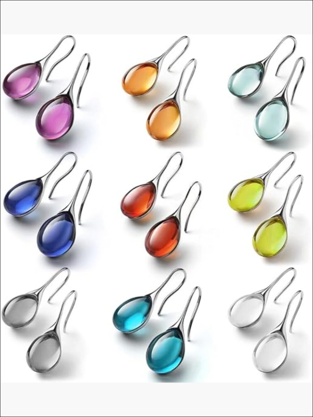 Sterling Silver Teardrop Dangle Earrings Hypoallergenic Crystal Drop